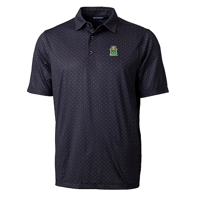 Men's Cutter & Buck Black Marshall Thundering Herd Pike Double Dot Print Stretch Polo