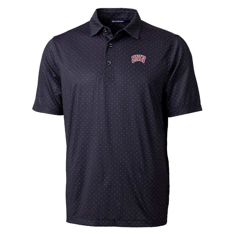 Men's Cutter & Buck Black UNLV Rebels Pike Double Dot Print Stretch Polo
