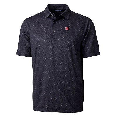 Men's Cutter & Buck Black Rutgers Scarlet Knights Pike Double Dot Print Stretch Polo
