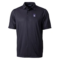 Men's Cutter & Buck Black Northwestern Wildcats Pike Double Dot Print Stretch Polo