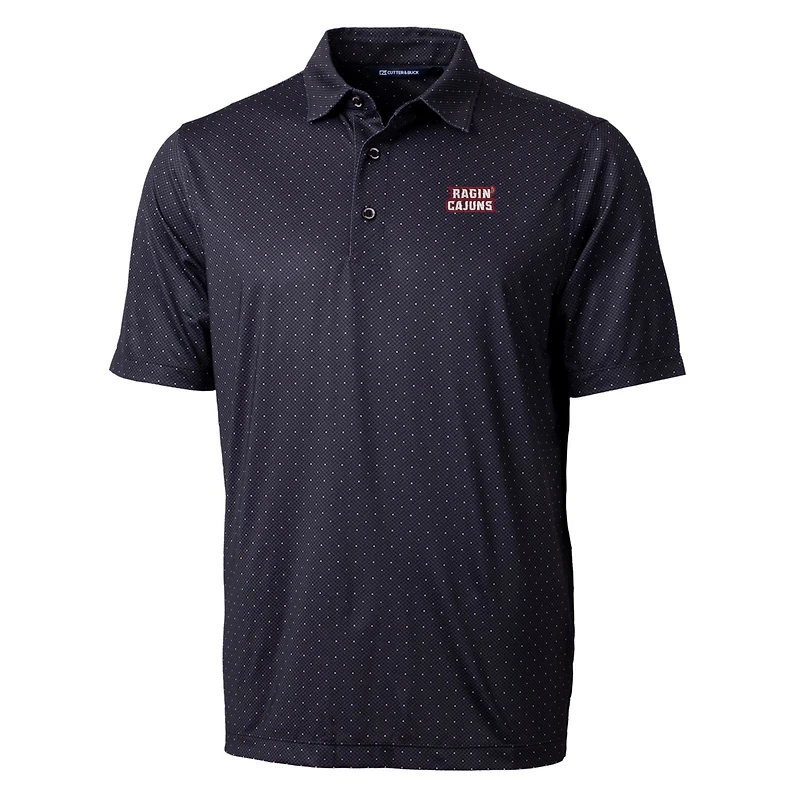 Men's Cutter & Buck Black Louisiana Ragin' Cajuns Pike Double Dot Print Stretch Polo