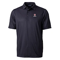 Men's Cutter & Buck Black Bradley Braves Pike Double Dot Print Stretch Polo