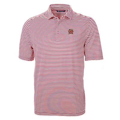 Men's Cutter & Buck Red Maryland Terrapins Virtue Eco Pique Stripe Recycled Polo