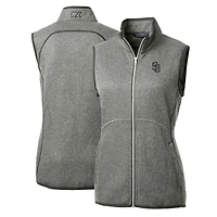 Women's Cutter & Buck Heathered Gray San Diego Padres Mainsail Sweater-Knit Full-Zip Vest