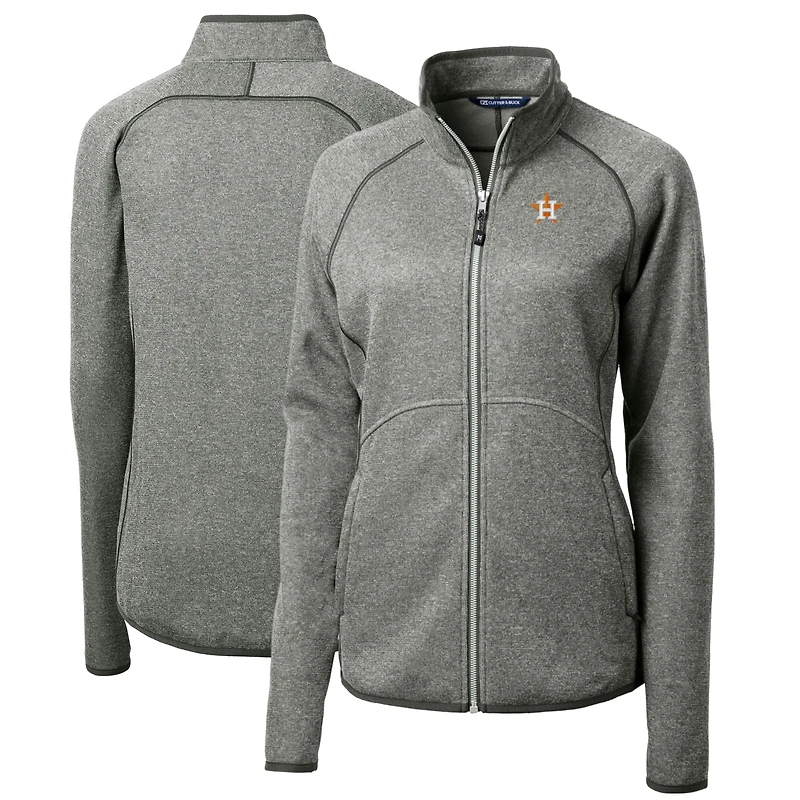 Women's Cutter & Buck Heathered Gray Houston Astros Mainsail Sweater-Knit Full-Zip Jacket