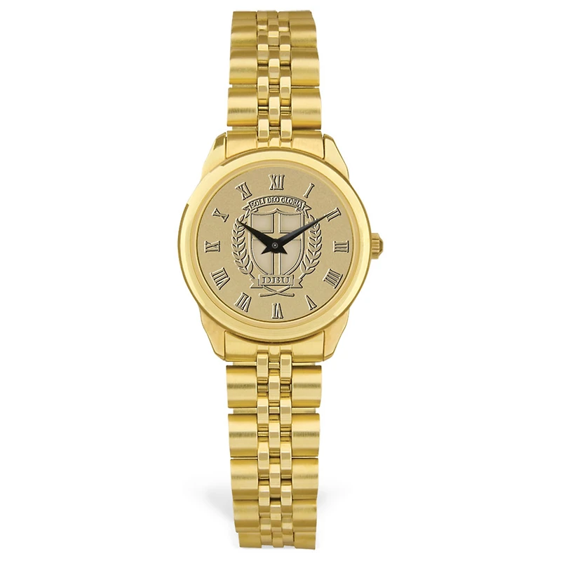 Women's Gold Dallas Baptist Patriots Medallion Rolled Link Bracelet Wristwatch