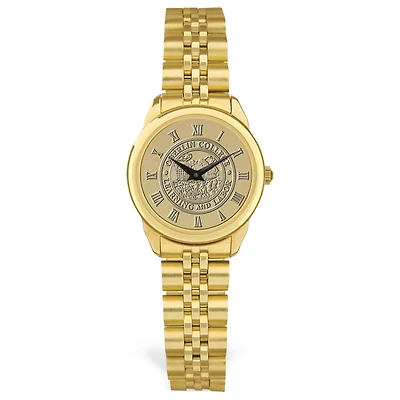 Women's Gold Oberlin Yeomen Medallion Rolled Link Bracelet Wristwatch