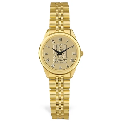 Women's Gold Albany Great Danes Team Medallion Rolled Link Bracelet Wristwatch
