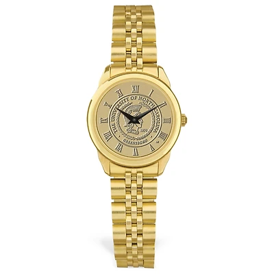 Women's Gold UNCG Spartans Medallion Rolled Link Bracelet Wristwatch