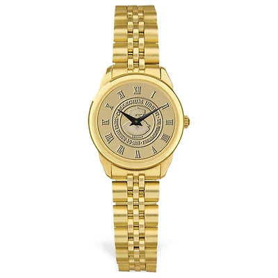 Women's Gold Ursinus Bears Medallion Rolled Link Bracelet Wristwatch