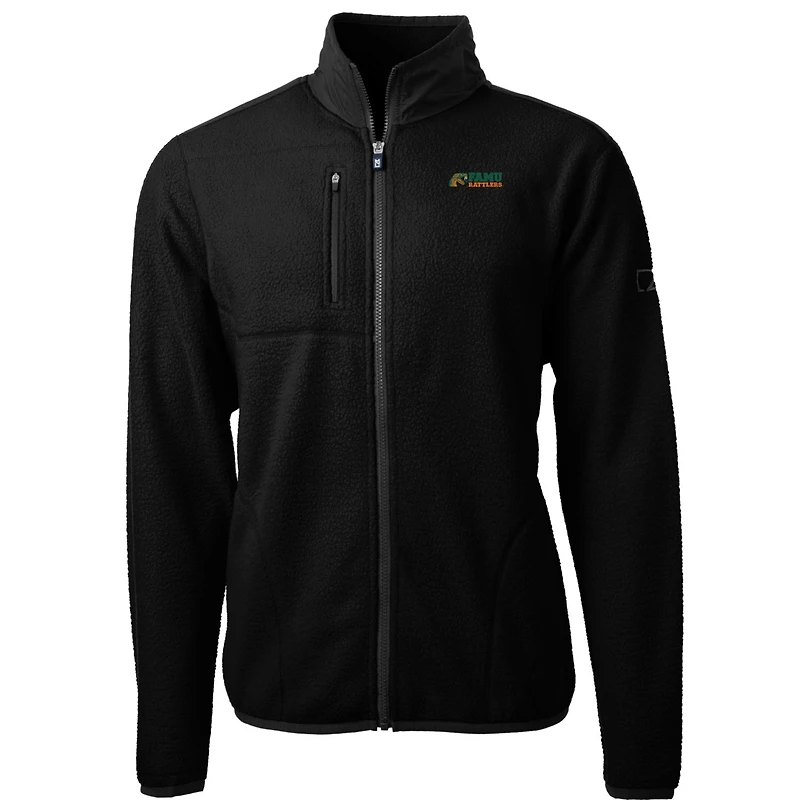 Men's Cutter & Buck Black Florida A&M Rattlers Team Logo Cascade Eco Sherpa Fleece Full-Zip Jacket
