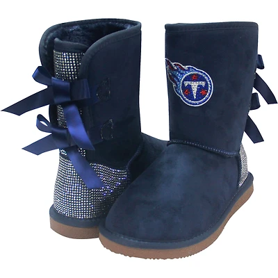 Women's Cuce Tennessee Titans Team Colored Faux Suede Crystal Back Boots