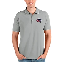 Men's Antigua Heathered Gray Columbus Blue Jackets Affluent Polo