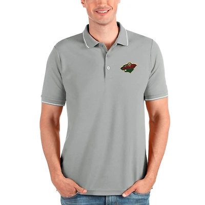 Men's Antigua Heathered Gray Minnesota Wild Affluent Polo