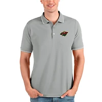 Men's Antigua Heathered Gray Minnesota Wild Affluent Polo