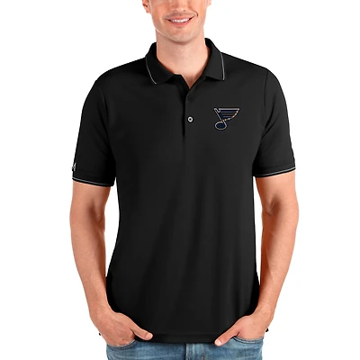 Men's Antigua Black/Silver St. Louis Blues Affluent Polo