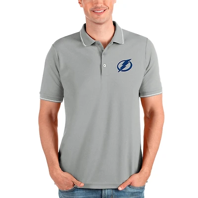 Men's Antigua Heathered Gray Tampa Bay Lightning Affluent Polo