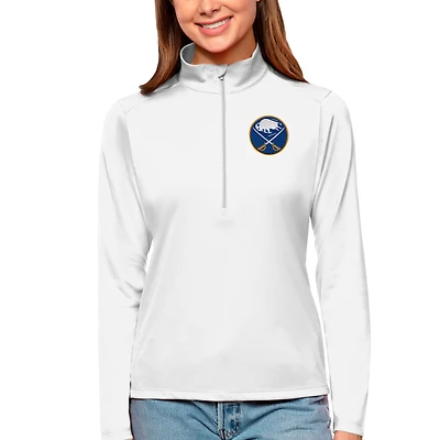 Women's Antigua White Buffalo Sabres Tribute Quarter-Zip Pullover Top