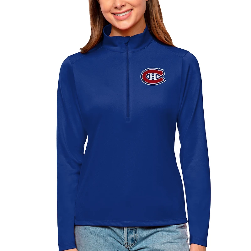 Women's Antigua Royal Montreal Canadiens Tribute Quarter-Zip Pullover Top