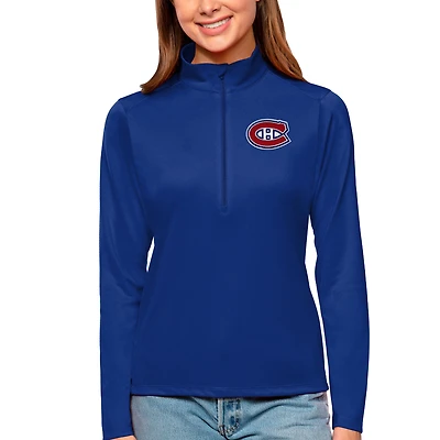 Women's Antigua Royal Montreal Canadiens Tribute Quarter-Zip Pullover Top