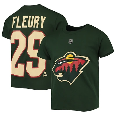 Youth Marc-Andre Fleury Green Minnesota Wild Player Name & Number T-Shirt