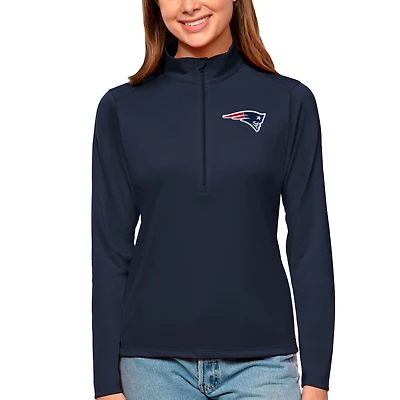 Women's Antigua Navy New England Patriots Tribute Half-Zip Top