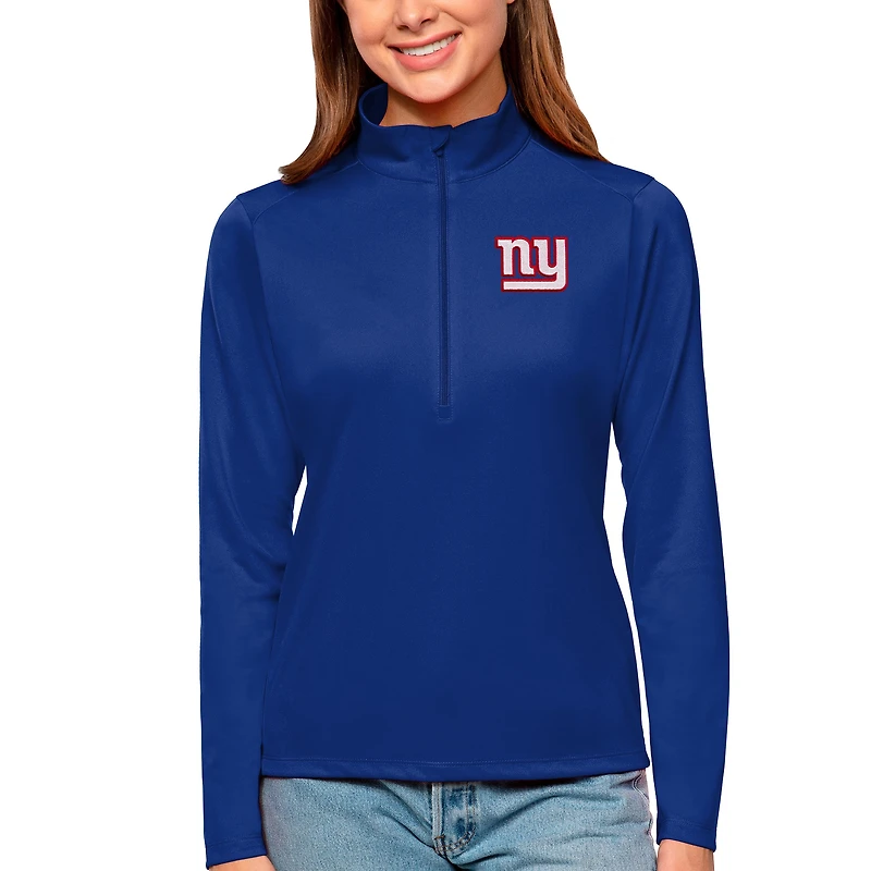Women's Antigua Royal New York Giants Tribute Half-Zip Top