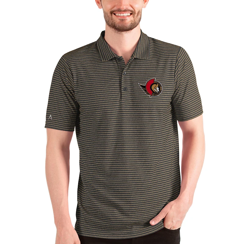 Men's Antigua Heathered Black/Gold Ottawa Senators Esteem Polo