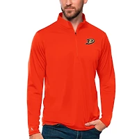 Men's Antigua Orange Anaheim Ducks Tribute Quarter-Zip Pullover Top
