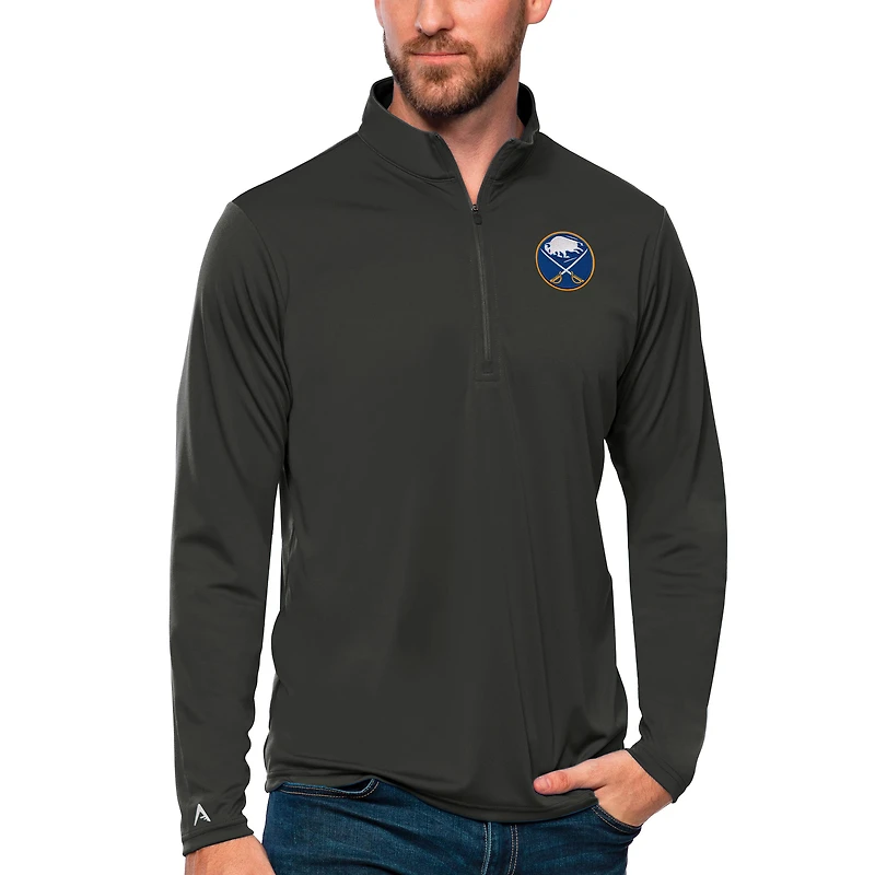 Men's Antigua Charcoal Buffalo Sabres Tribute Quarter-Zip Pullover Top