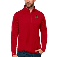 Men's Antigua Red Chicago Blackhawks Tribute Quarter-Zip Pullover Top