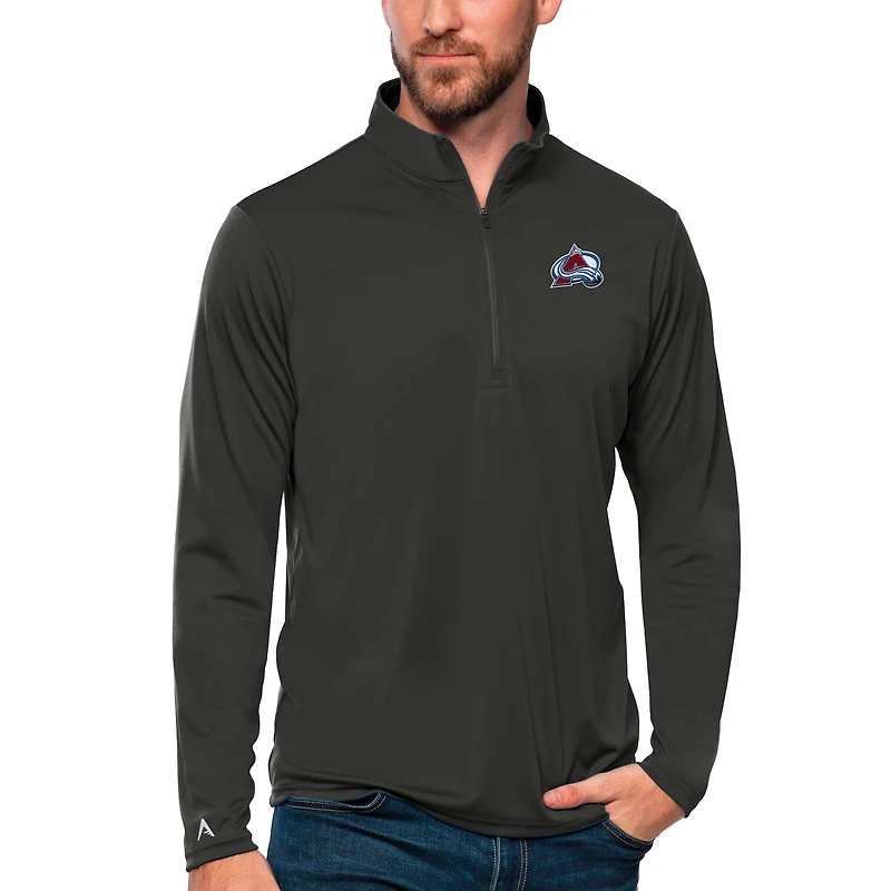 Men's Antigua Charcoal Colorado Avalanche Tribute Quarter-Zip Pullover Top