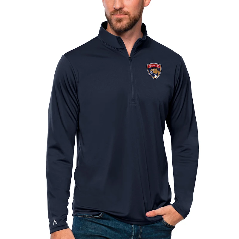 Men's Antigua Navy Florida Panthers Tribute Quarter-Zip Pullover Top