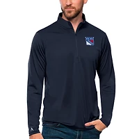 Men's Antigua Navy New York Rangers Tribute Quarter-Zip Pullover Top