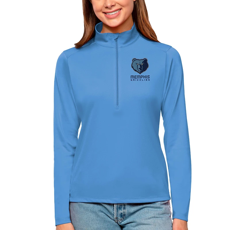 Women's Antigua Light Blue Memphis Grizzlies Tribute Half-Zip Top