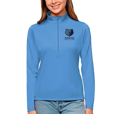 Women's Antigua Light Blue Memphis Grizzlies Tribute Half-Zip Top