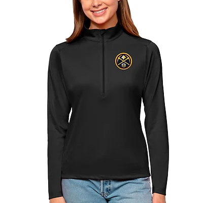 Women's Antigua Black Denver Nuggets Tribute Half-Zip Top