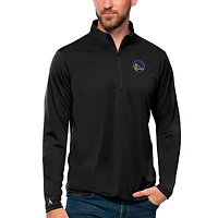 Men's Antigua Black Golden State Warriors Tribute Quarter-Zip Pullover Top