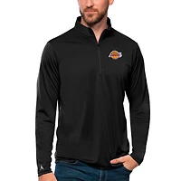 Men's Antigua Black Los Angeles Lakers Tribute Quarter-Zip Pullover Top