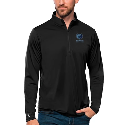 Men's Antigua Black Memphis Grizzlies Tribute Quarter-Zip Pullover Top