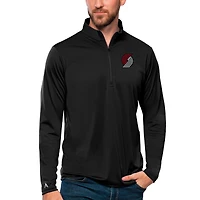 Men's Antigua Black Portland Trail Blazers Tribute Quarter-Zip Pullover Top