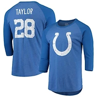 Men's Majestic Threads Jonathan Taylor Royal Indianapolis Colts Name & Number Team Colorway Tri-Blend 3/4 Raglan Sleeve Player T-Shirt