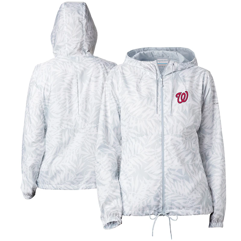 Women's Columbia Gray Washington Nationals Flash Forward Full-Zip Windbreaker Jacket