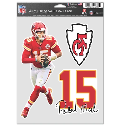WinCraft Patrick Mahomes Kansas City Chiefs Name & Number Fan 3-Pack Decal Set