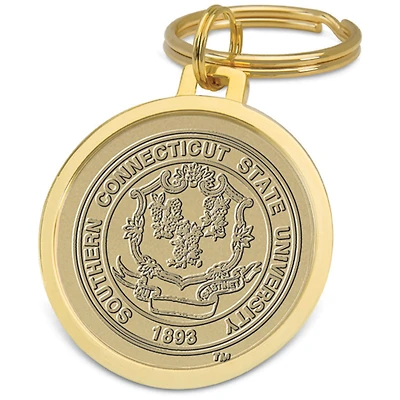 Gold Southern Connecticut Owls Split-Wire Key Ring