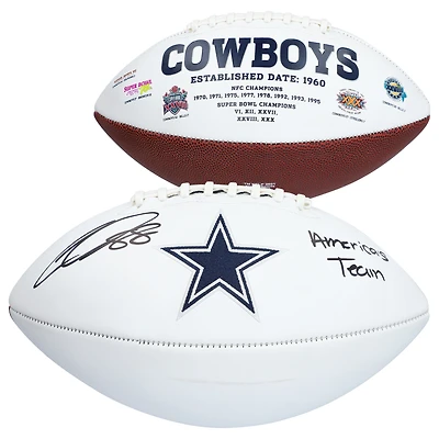 CeeDee Lamb White Dallas Cowboys Autographed Panel Football with "Americas Team" Inscription