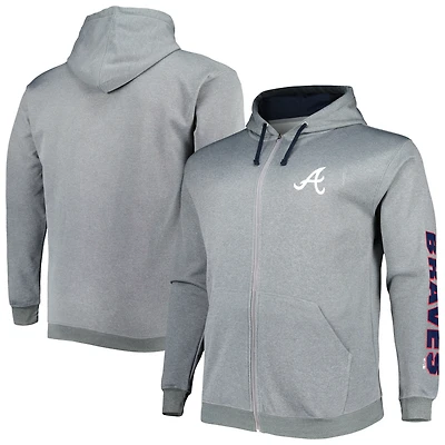 Men's Profile Ash Atlanta Braves Big & Tall Pullover Hoodie
