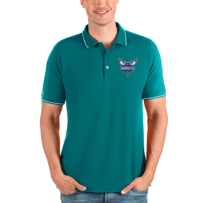 Men's Antigua Teal Charlotte Hornets Affluent Polo