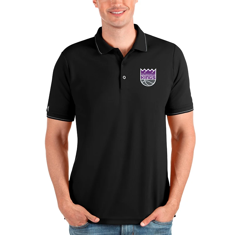 Men's Antigua Black Sacramento Kings Affluent Polo
