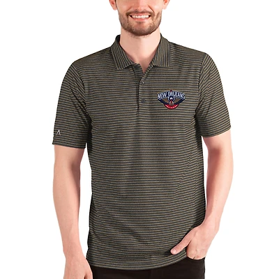 Men's Antigua Heathered Black/Gold New Orleans Pelicans Esteem Polo